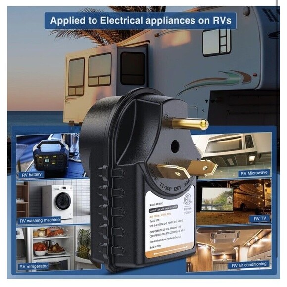 125V 30 Amp Surge Protector For Rv Led Camper Trailer Wiring Plug - Picture 3 of 5